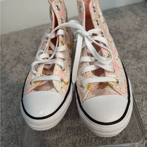 Pink and White High-Top Sneakers